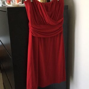 Red dress, strapless